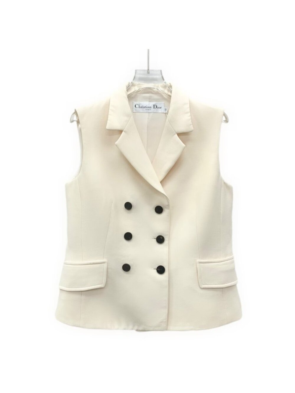 Dior Beige Wool Double-Breasted Sleeveless Blazer Vest